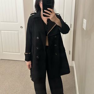 Black and brown trench coat